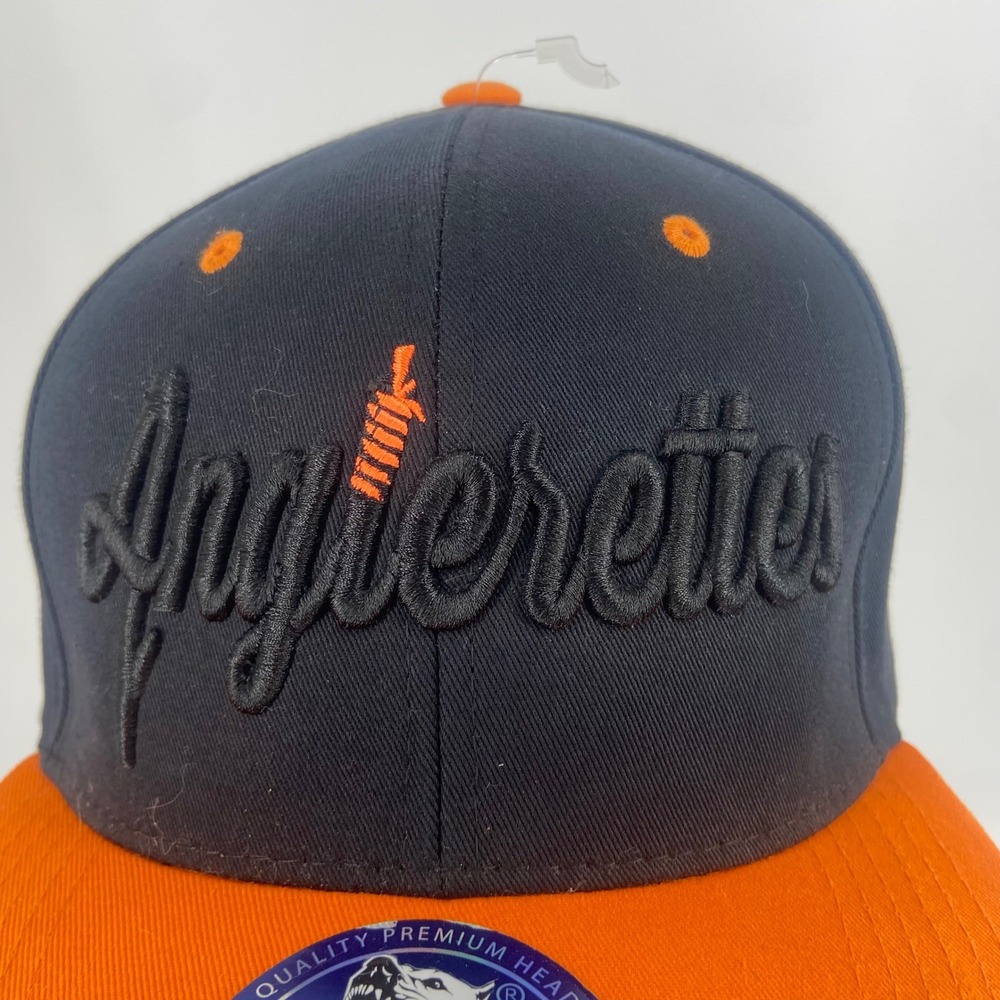 Pit Bull Anglerettes Snapback Hat Black Orange Fishing Embroidered Cap Mens